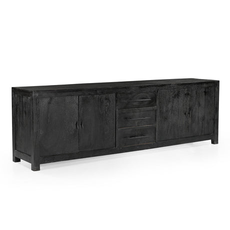 Grackle Solid Wood Media Console - Black-TV Stand-Parc Decor
