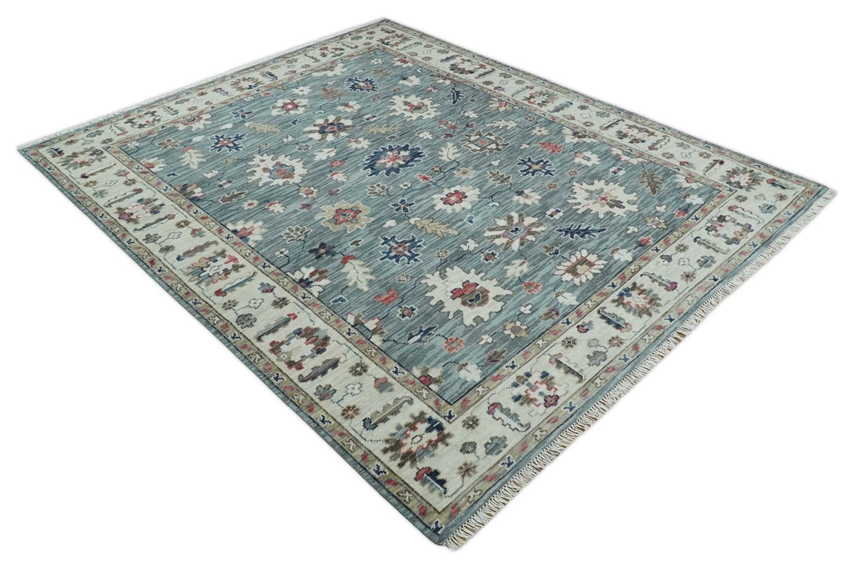 Gray and Beige Hand Knotted Traditional Oushak custom Made Wool Area Rug