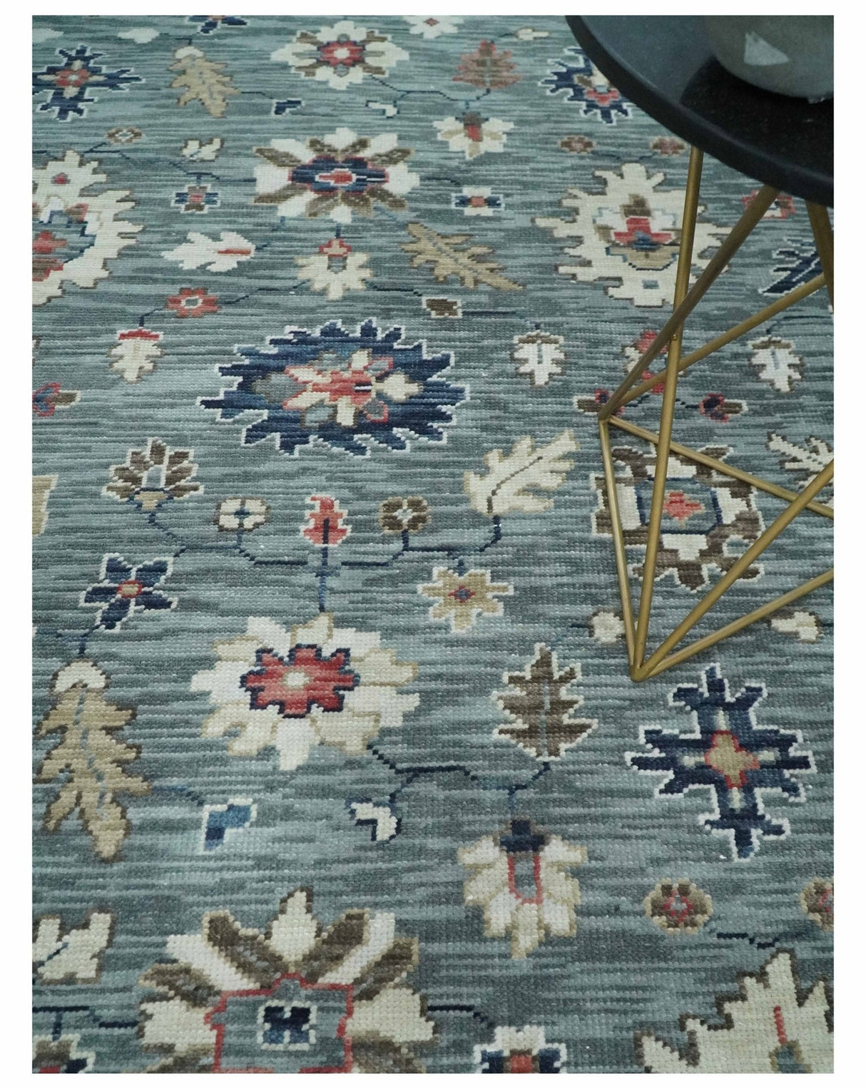 Gray and Beige Hand Knotted Traditional Oushak custom Made Wool Area Rug