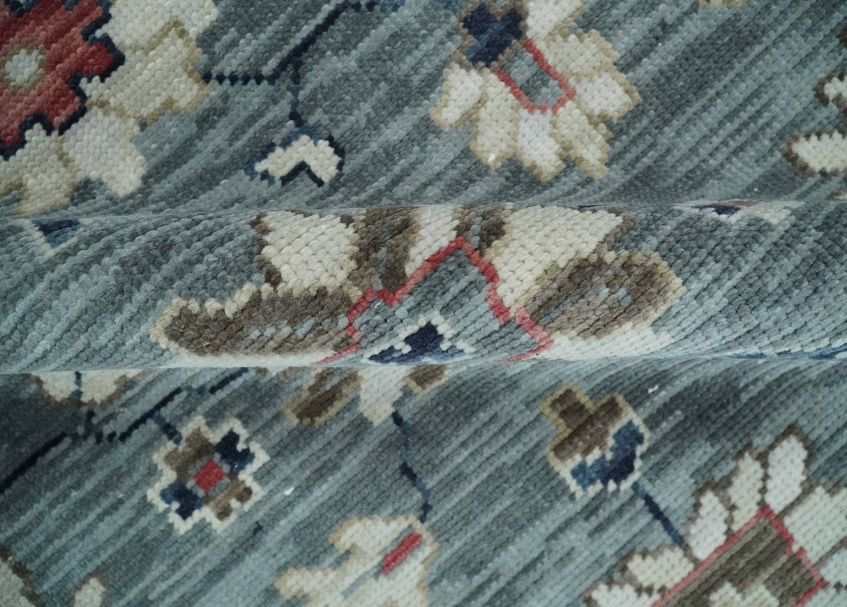 Gray and Beige Hand Knotted Traditional Oushak custom Made Wool Area Rug