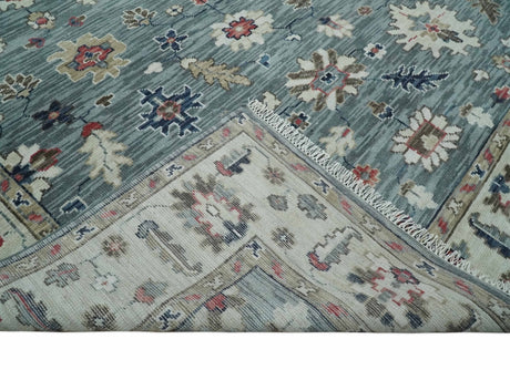 Gray and Beige Hand Knotted Traditional Oushak custom Made Wool Area Rug