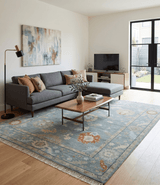 Gray and Beige Hand knotted Traditional Oushak Wool Area Rug