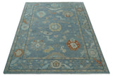 Gray and Beige Hand knotted Traditional Oushak Wool Area Rug