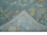 Gray and Beige Hand knotted Traditional Oushak Wool Area Rug