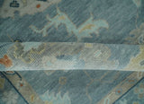 Gray and Beige Hand knotted Traditional Oushak Wool Area Rug