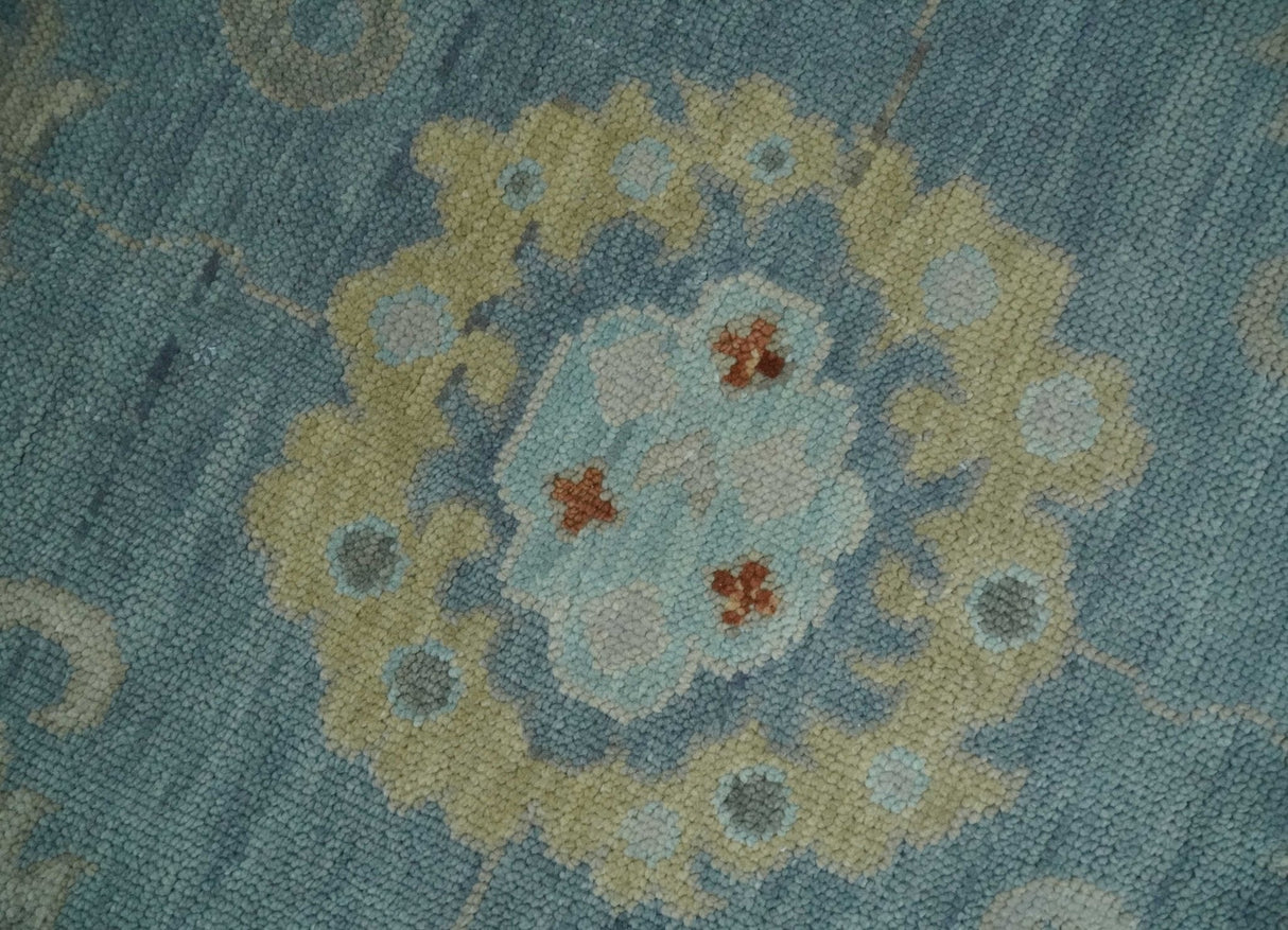 Gray and Beige Hand knotted Traditional Oushak Wool Area Rug