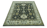 Gray And Beige Oushak Hand Knotted Custom Made Wool Rug
