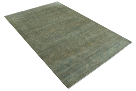Gray And Beige Traditional Oushak Design 5.8x8.6 Hand Knotted Wool Area Rug