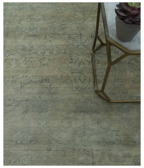 Gray And Beige Traditional Oushak Design 5.8x8.6 Hand Knotted Wool Area Rug