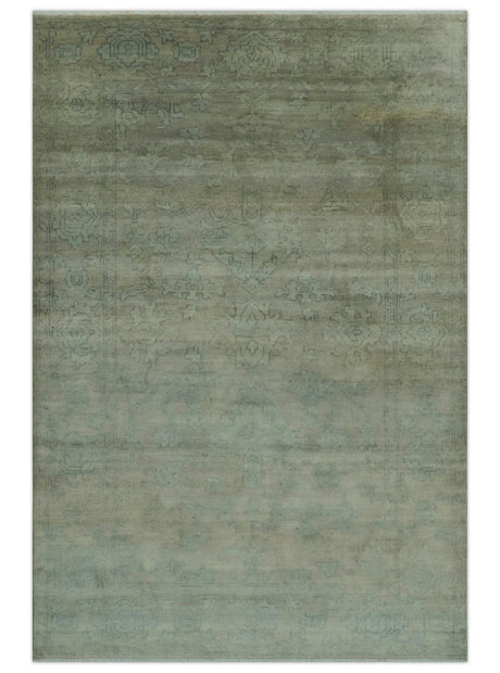 Gray And Beige Traditional Oushak Design 5.8x8.6 Hand Knotted Wool Area Rug