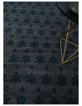 Gray and Blue Traditional Hand Knotted Antique Style low Pile Custom Made Wool Area Rug