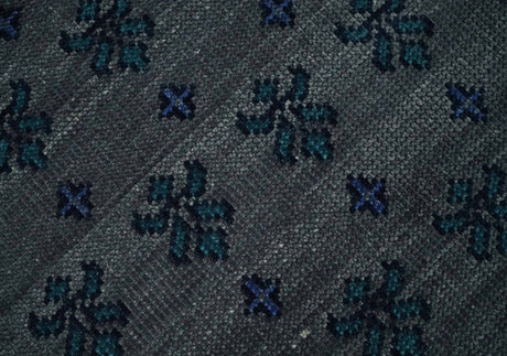 Gray and Blue Traditional Hand Knotted Antique Style low Pile Custom Made Wool Area Rug