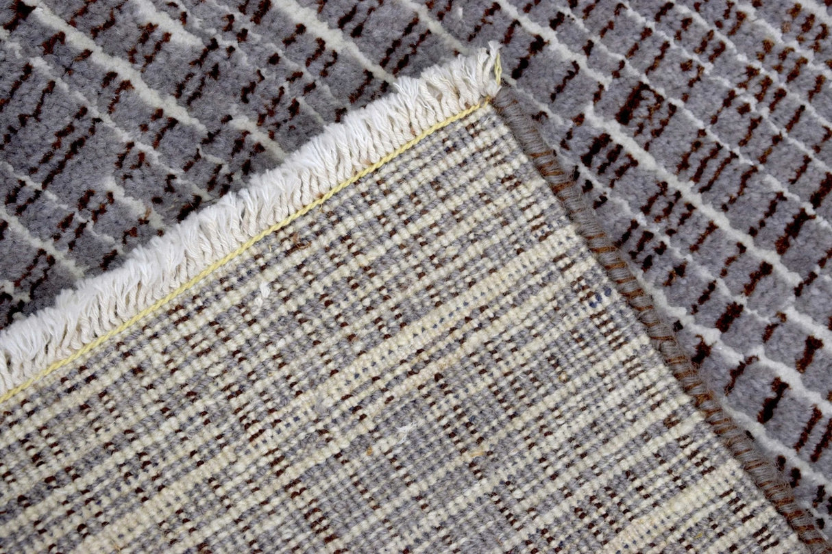 Gray And Brown Modern Style Hand Knotted Wool 2x3 Area Rug