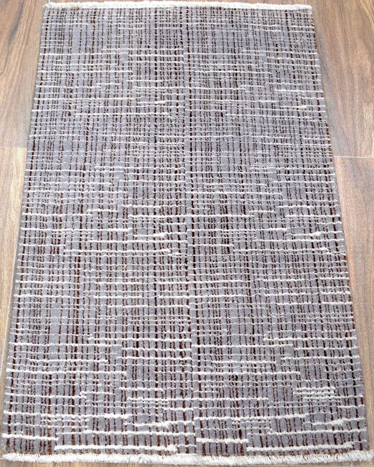 Gray And Brown Modern Style Hand Knotted Wool 2x3 Area Rug