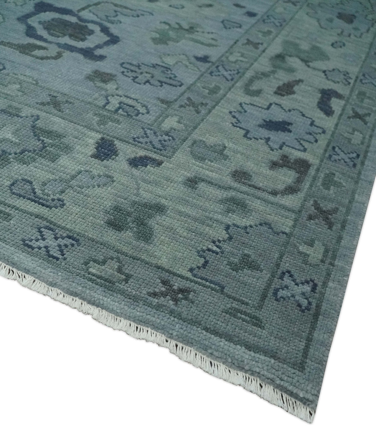 Gray and Charcoal Antique look Hand knotted Traditional Oushak wool Area Rug