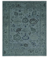 Gray and Charcoal Antique look Hand knotted Traditional Oushak wool Area Rug