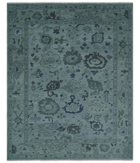 Gray and Charcoal Antique look Hand knotted Traditional Oushak wool Area Rug