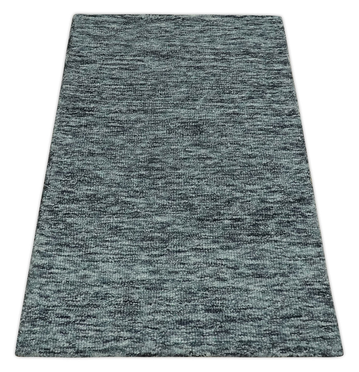 Gray and Charcoal Modern Solid Hand Tufted Natural Wool Area Rug