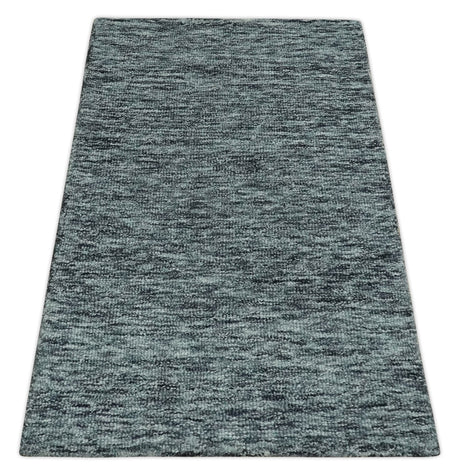 Gray and Charcoal Modern Solid Hand Tufted Natural Wool Area Rug