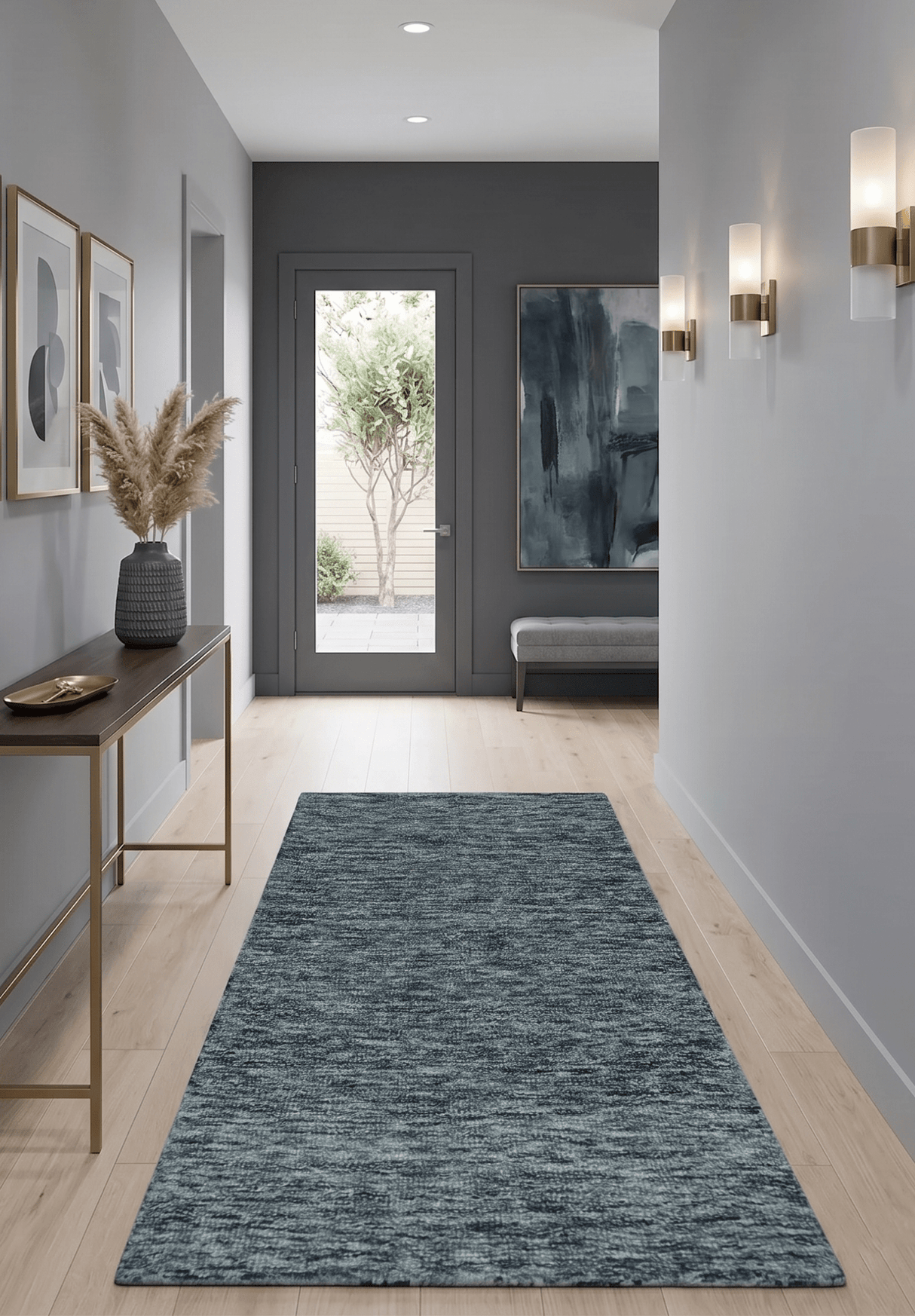 Gray and Charcoal Modern Solid Hand Tufted Natural Wool Area Rug
