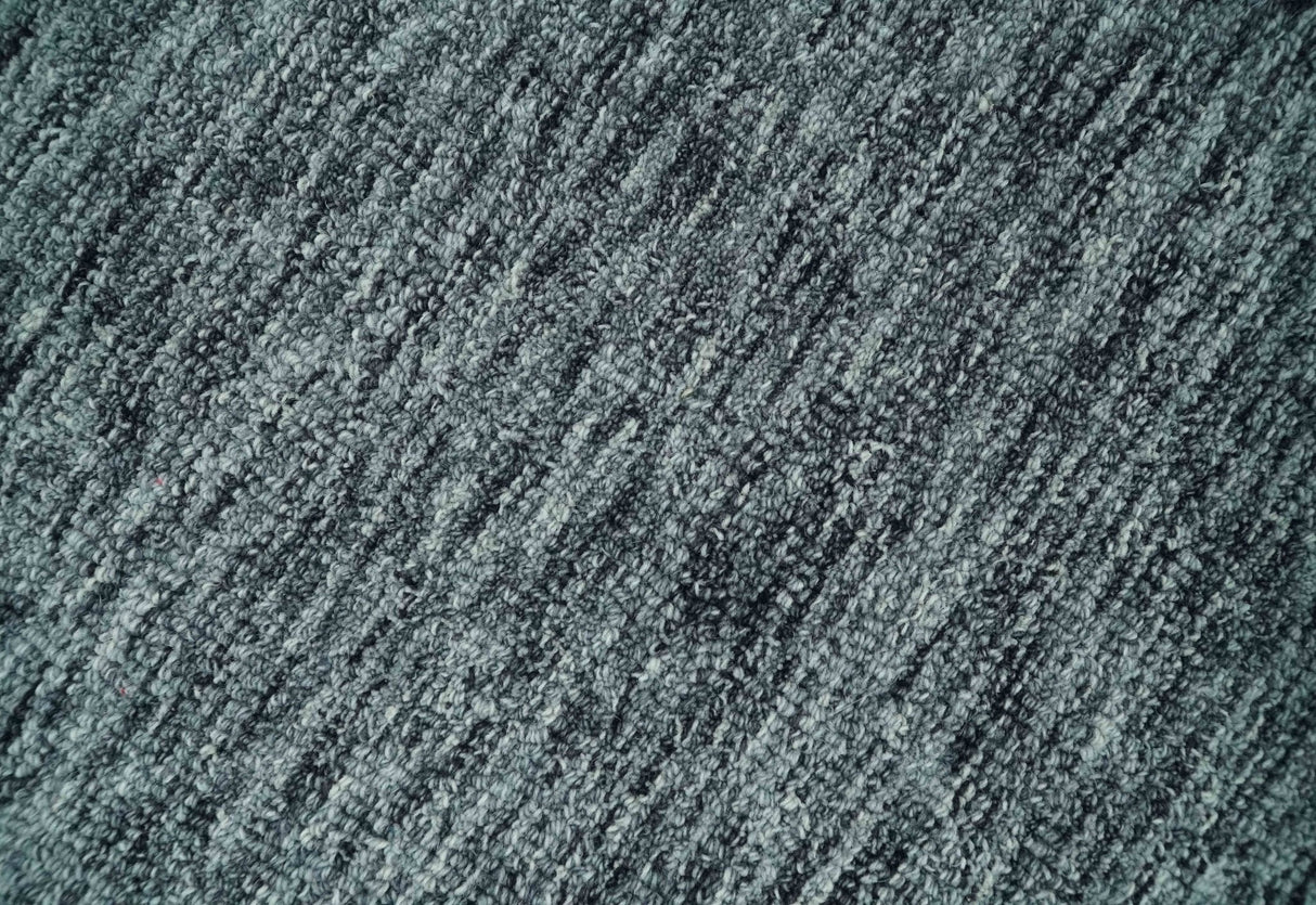 Gray and Charcoal Modern Solid Hand Tufted Natural Wool Area Rug