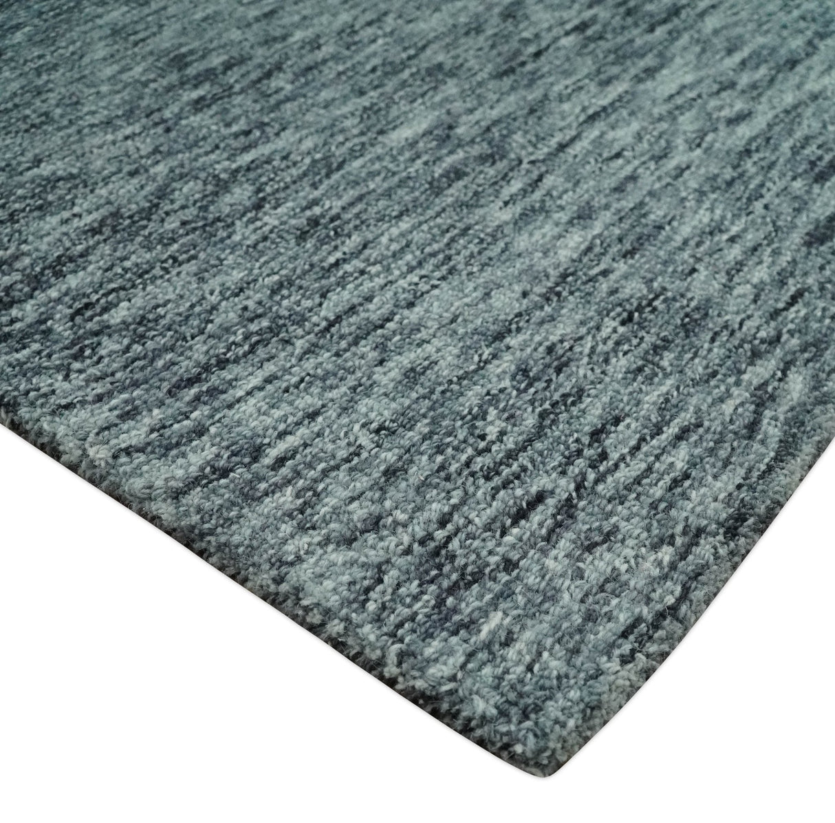 Gray and Charcoal Modern Solid Hand Tufted Natural Wool Area Rug