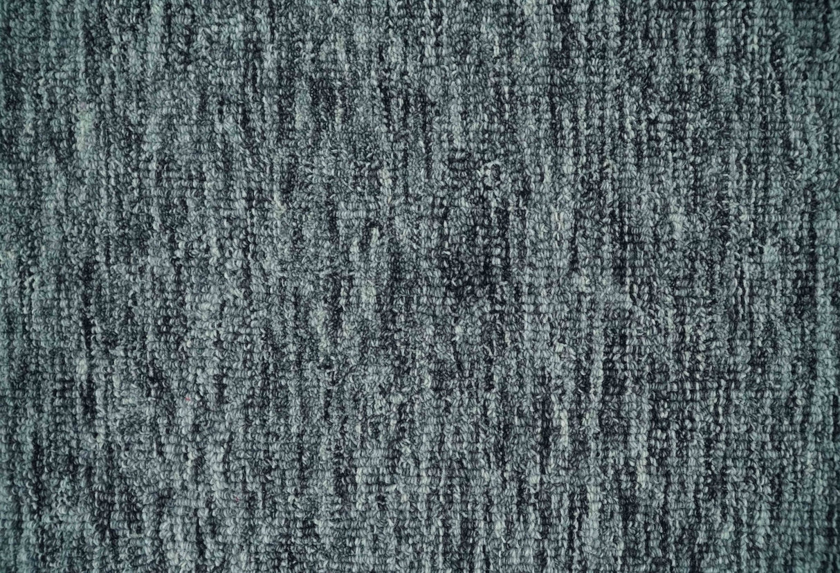 Gray and Charcoal Modern Solid Hand Tufted Natural Wool Area Rug
