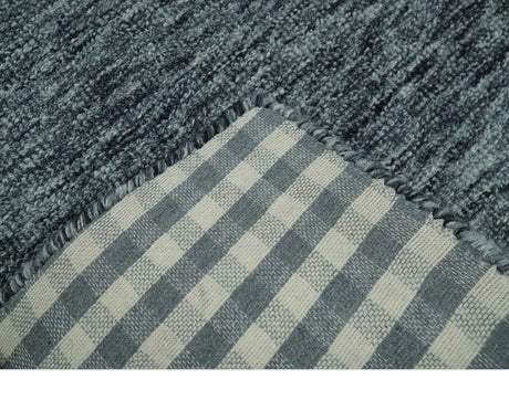 Gray and Charcoal Modern Solid Hand Tufted Natural Wool Area Rug