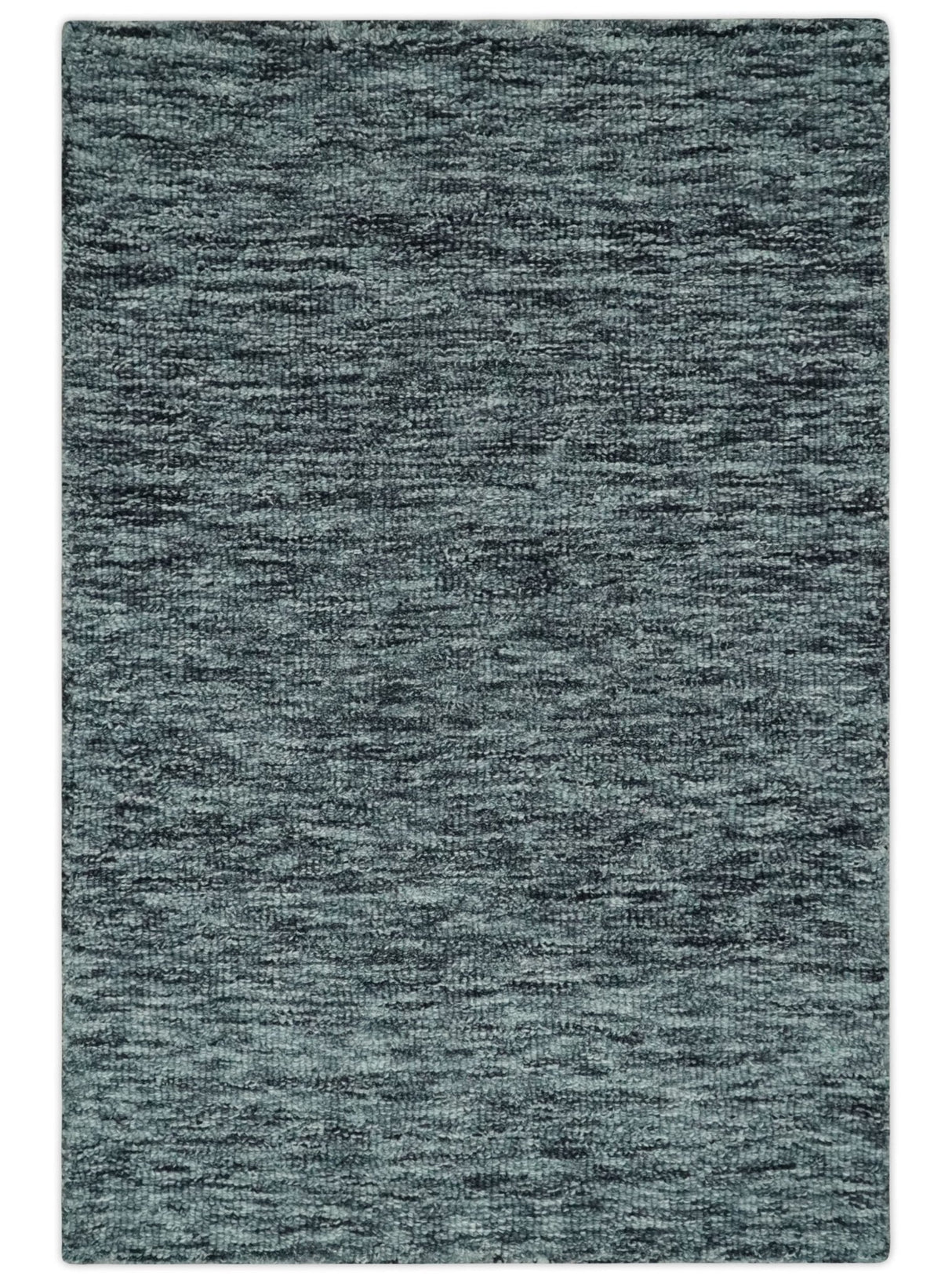 Gray and Charcoal Modern Solid Hand Tufted Natural Wool Area Rug