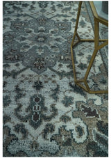 Gray and Ivory Traditional Heriz Hand Knotted 5x8 wool area rug
