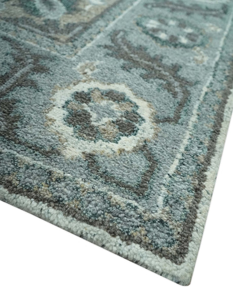 Gray and Ivory Traditional Heriz Hand Knotted 5x8 wool area rug