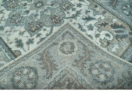 Gray and Ivory Traditional Heriz Hand Knotted 5x8 wool area rug