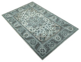 Gray and Ivory Traditional Heriz Hand Knotted 5x8 wool area rug