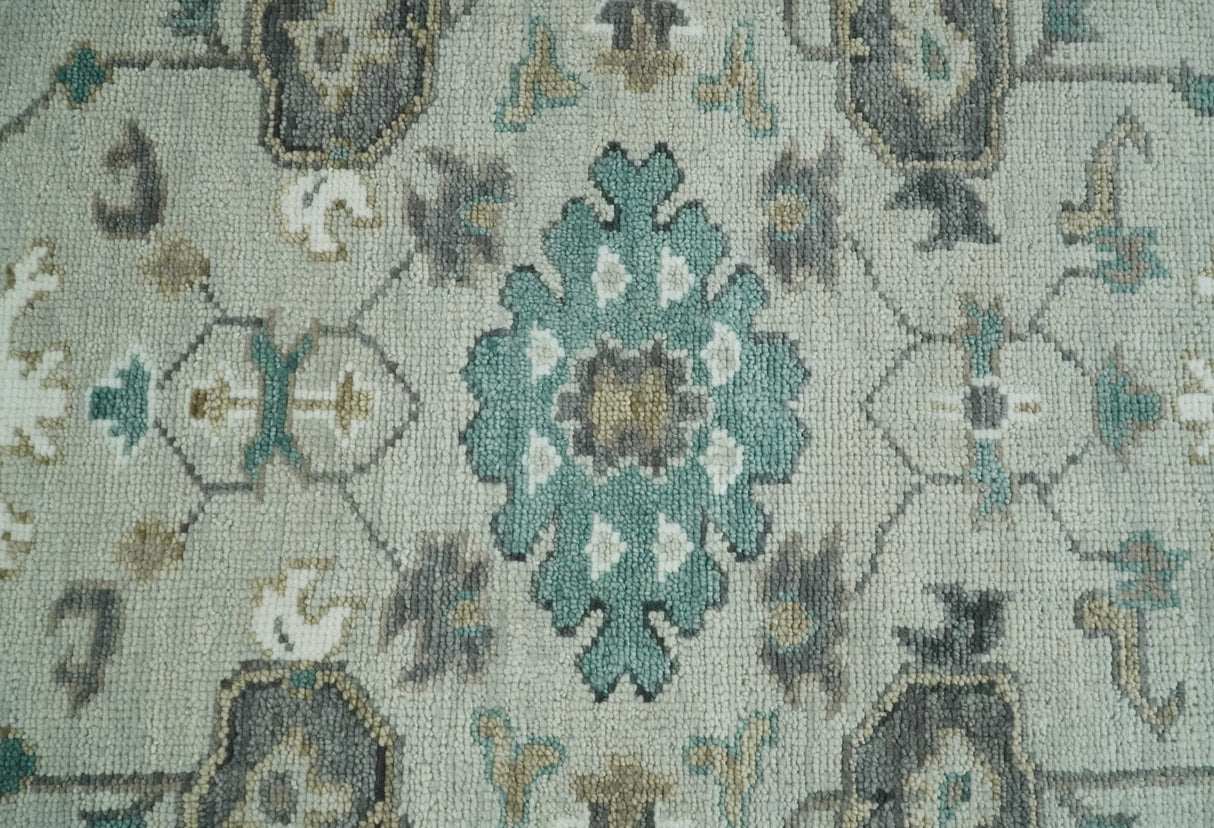 Gray and Ivory Traditional Oriental Oushak Hand Knotted wool Area Rug