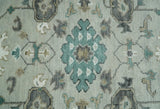 Gray and Ivory Traditional Oriental Oushak Hand Knotted wool Area Rug