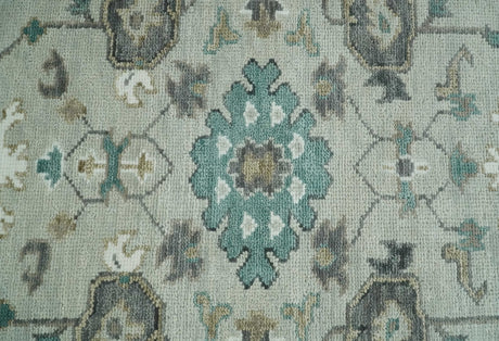 Gray and Ivory Traditional Oriental Oushak Hand Knotted wool Area Rug