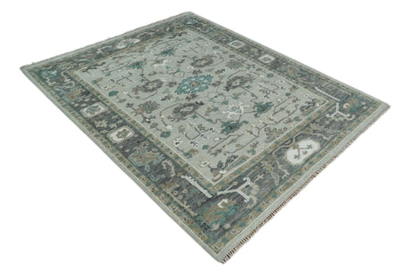 Gray and Ivory Traditional Oriental Oushak Hand Knotted wool Area Rug