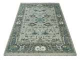Gray and Ivory Traditional Oriental Oushak Hand Knotted wool Area Rug
