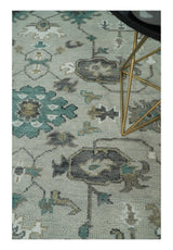 Gray and Ivory Traditional Oriental Oushak Hand Knotted wool Area Rug