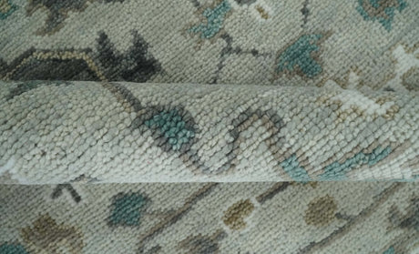 Gray and Ivory Traditional Oriental Oushak Hand Knotted wool Area Rug