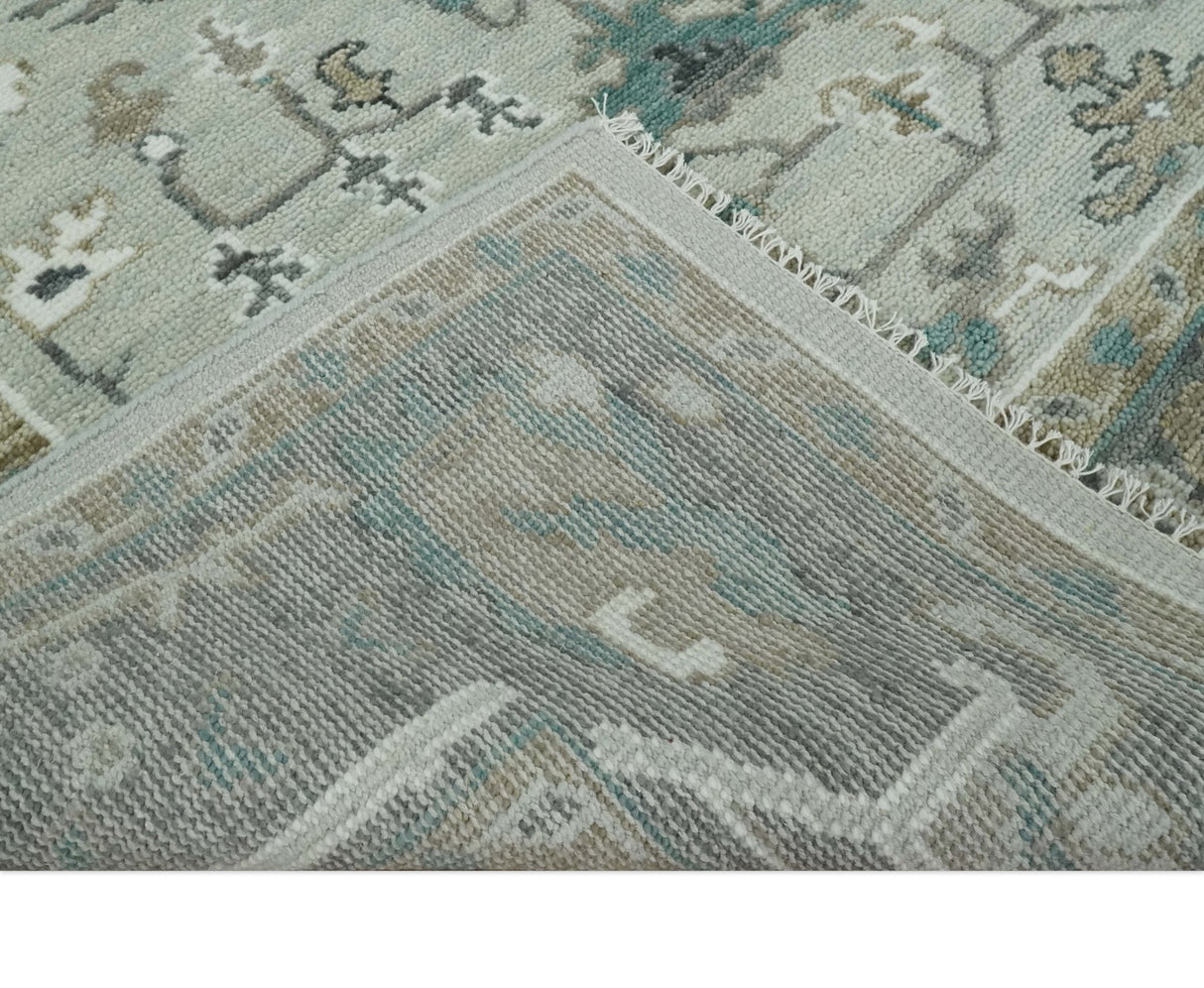 Gray and Ivory Traditional Oriental Oushak Hand Knotted wool Area Rug