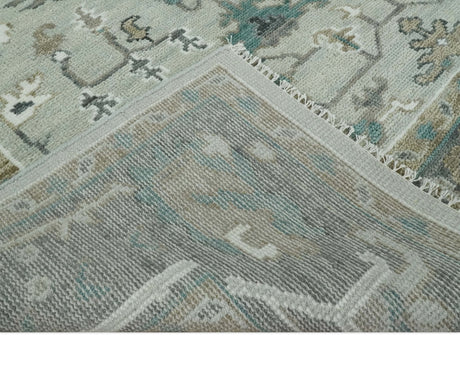 Gray and Ivory Traditional Oriental Oushak Hand Knotted wool Area Rug