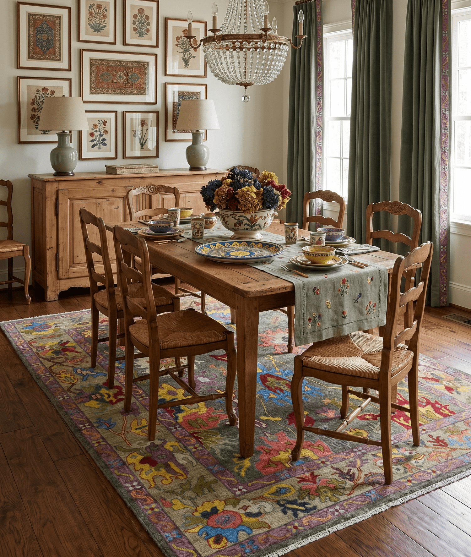 Gray and Olive Wool Colorful Hand knotted Traditional Oushak Multi Size wool Area Rug