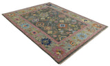 Gray and Pink 5x8, 6x9, 8x10, 9x12, 10x14 and 12x15 Wool Traditional Persian Silver Hand knotted Oushak Area Rug