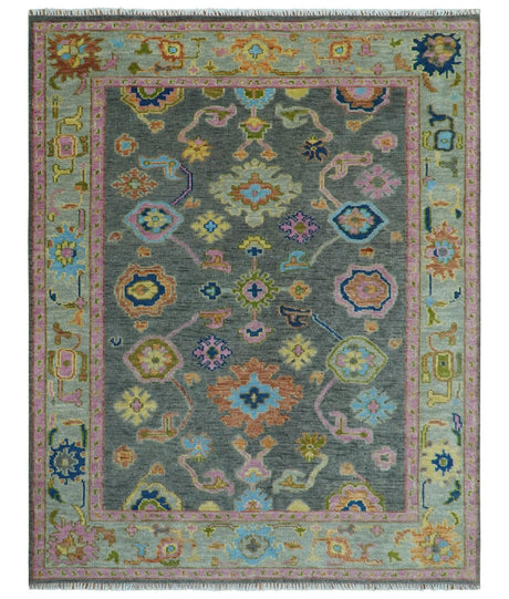 Gray and Pink 5x8, 6x9, 8x10, 9x12, 10x14 and 12x15 Wool Traditional Persian Silver Hand knotted Oushak Area Rug