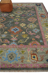 Gray and Pink 5x8, 6x9, 8x10, 9x12, 10x14 and 12x15 Wool Traditional Persian Silver Hand knotted Oushak Area Rug
