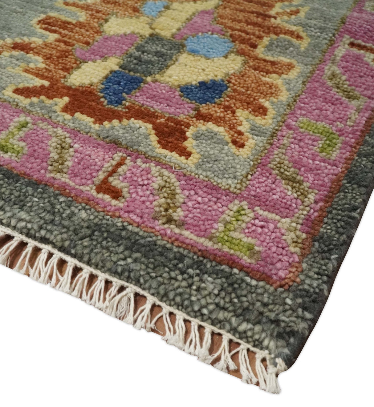 Gray and Pink 5x8, 6x9, 8x10, 9x12, 10x14 and 12x15 Wool Traditional Persian Silver Hand knotted Oushak Area Rug