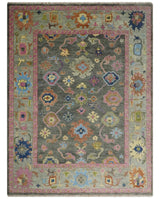 Gray and Pink 5x8, 6x9, 8x10, 9x12, 10x14 and 12x15 Wool Traditional Persian Silver Hand knotted Oushak Area Rug
