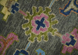 Gray and Pink Traditional Oushak Hand knotted Wool Area Rug