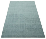 Gray and Silver 5x8 Stripes Design Hand Knotted wool and Art Silk Area Rug